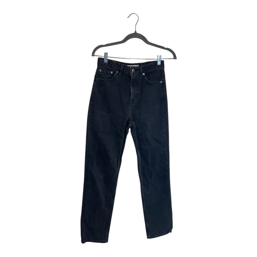 Topshop Womens Black Cotton Blend Straight Jeans Size W28 / L36